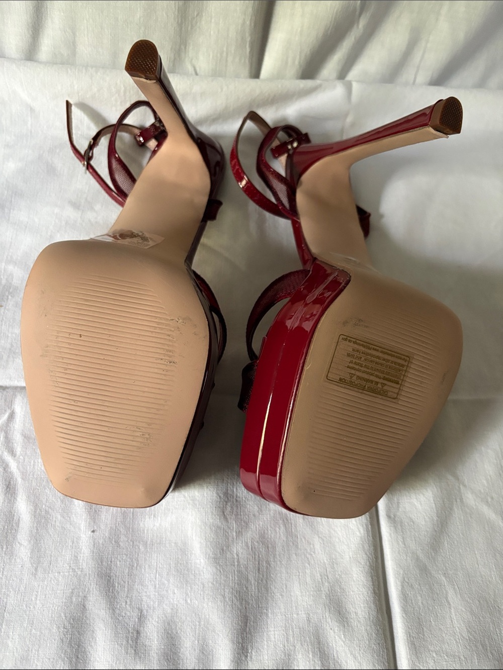 Chase + Chloe Red Patent Platform Strappy Heels - Picture 4 of 8